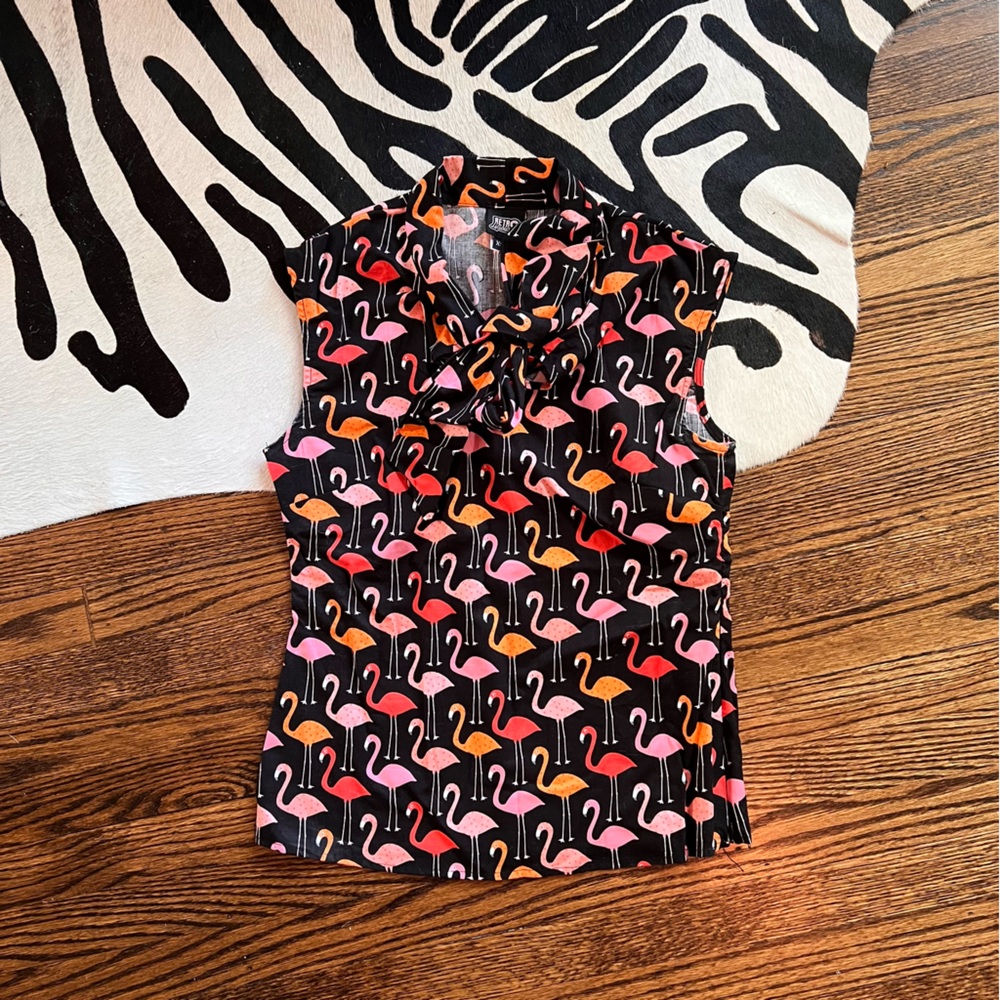 Retrolicious Pink Flamingo Tank with Tie Closure